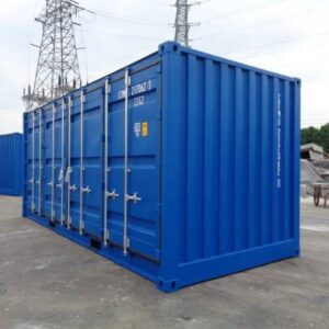 Neuer 20-Fuß-Seecontainer mit offenen Seiten, blau